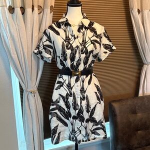 Black & White Linen Short Dress